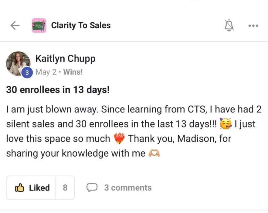 Kaitlyn Chupp — 30 enrollees in 13 days